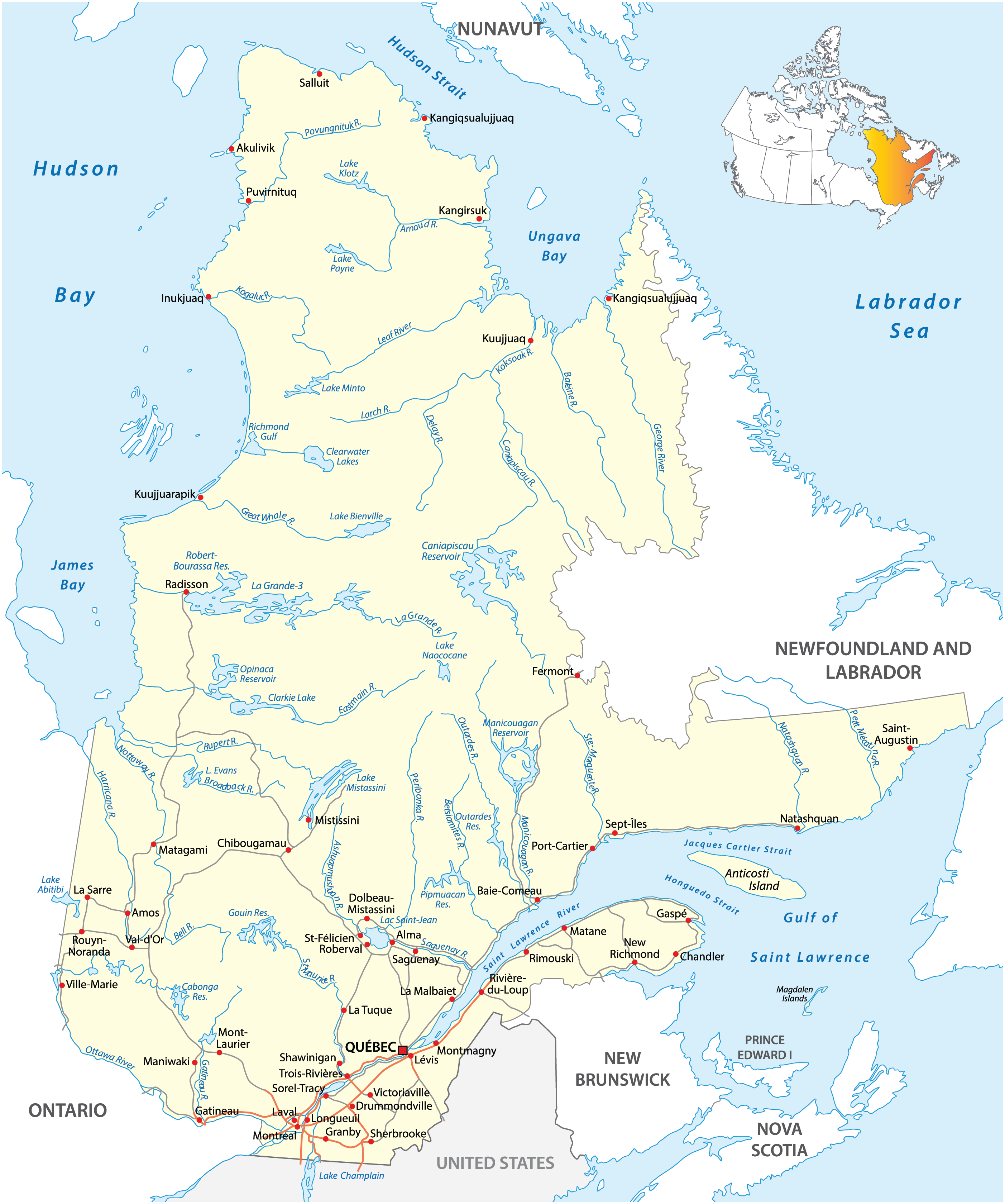 Quebec Critical Minerals and The Energy Transition map